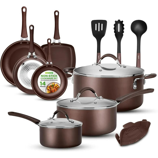 Highquality 14piece nonstick kitchenware pots and pans set for home cooking durable and efficient cookware set ideal for everyd