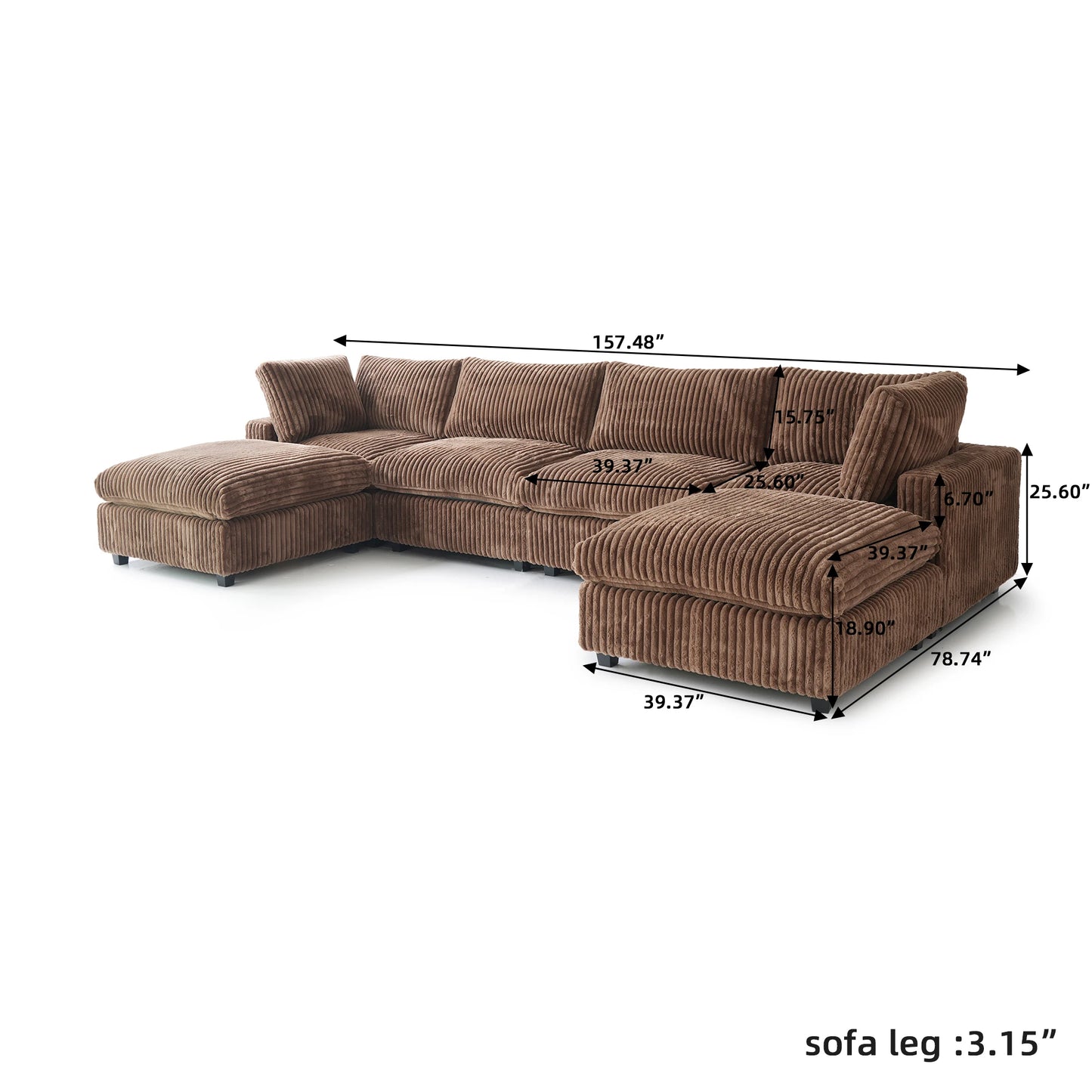 Sdorens Modular Sectional Sofa U Shaped Couch With Ottoman