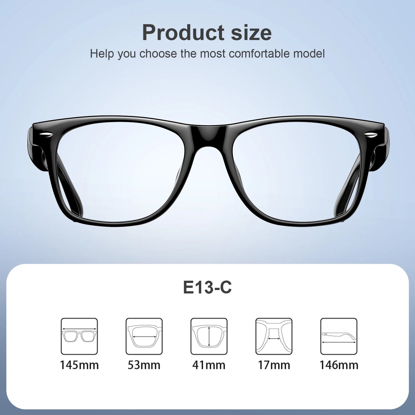 Blackview New E13 Anti-bluelight Smart Glasses Wireless Bluetooth Call & Voice Assistant Touch Control Glasses with Mic Speaker