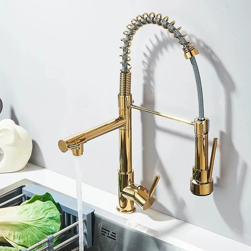 SHBSHAIMY Spring Kitchen Faucet Pull Down Dual Swivel Spout Hot Cold