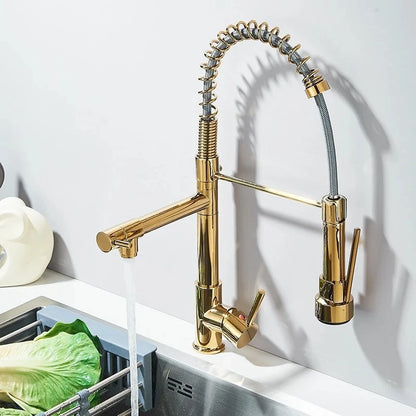 SHBSHAIMY Spring Kitchen Faucet Pull Down Dual Swivel Spout Hot Cold