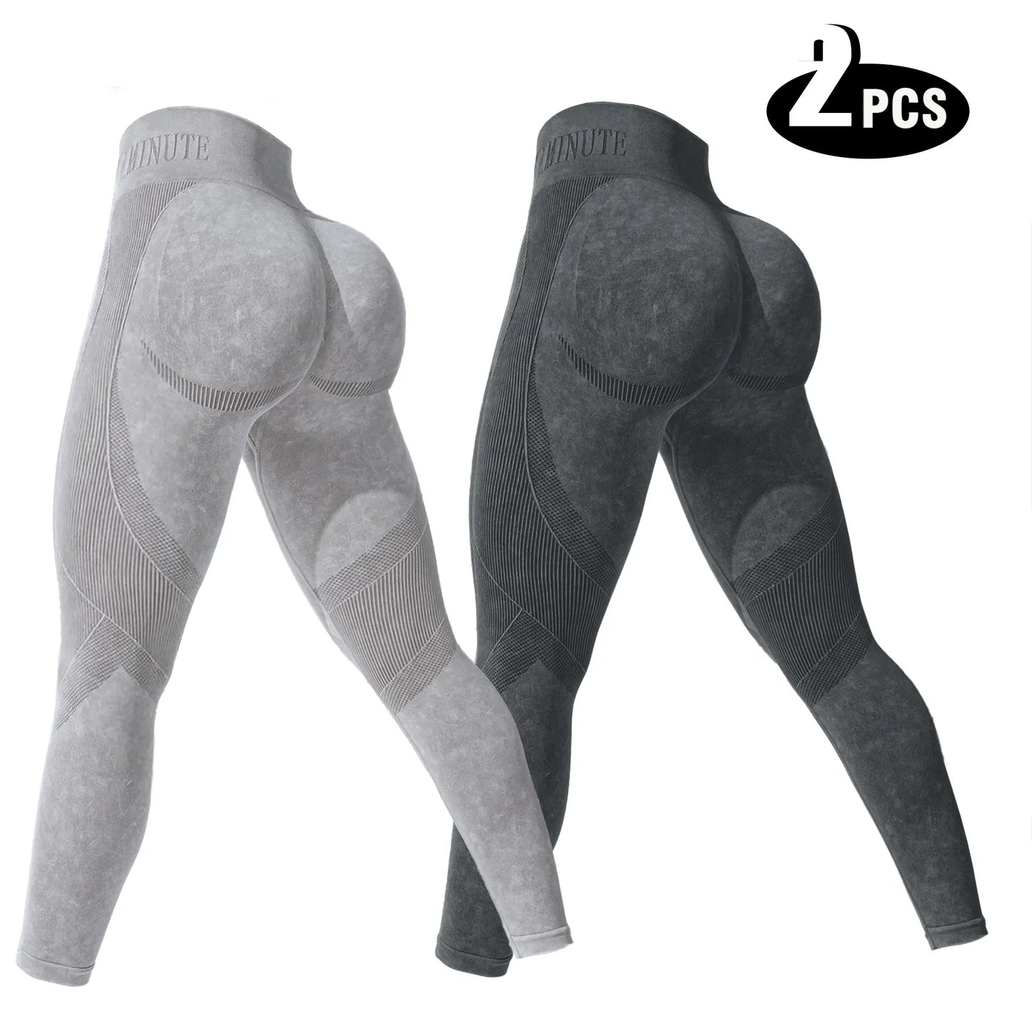 Women 2 Pack Tie Dye Hollow Out Side Leggings High Waist Butt Lifting Stretch Fitness Sports Pants