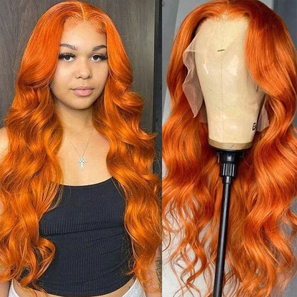 13x4 Body Wave Orange Ginger Lace Front Wigs Human Hair For Women 13x6 Hd Glueless Lace Frontal Wig 4x4 Closure Human Hair Wig