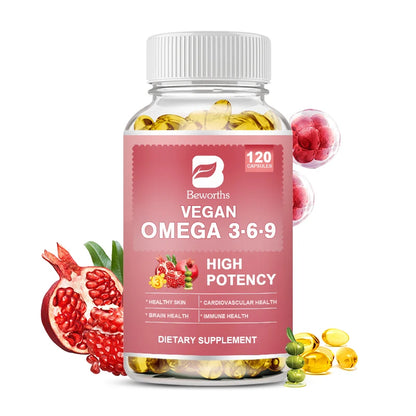 BEWORTHS Omega 3，6，9 Capsules rich in Fatty Acids Support Immune Health, Brain, Skin and Cardiovascular Health