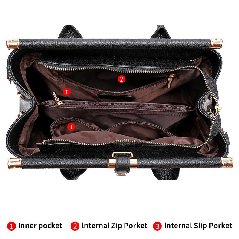 Light Luxury Crocodile Pattern Women's Handbag Large Capacity Black High Quality Cowhide Single Shoulder Crossbody Bag