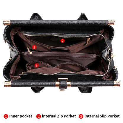 Light Luxury Crocodile Pattern Women's Handbag Large Capacity Black High Quality Cowhide Single Shoulder Crossbody Bag