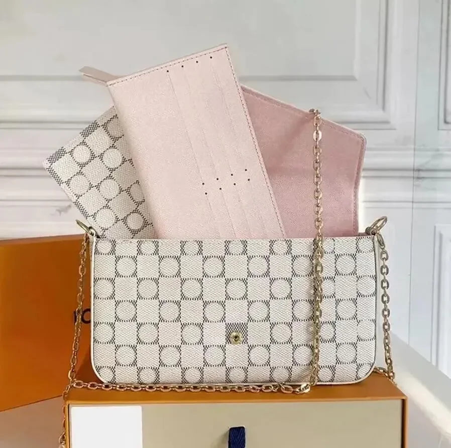 Top Designer Handbag Shoulder Chain Bag Clutch Fap Totes Bags Waet Check Veour Thread C Purse Doube Letters Soid Hasp Waist Square
