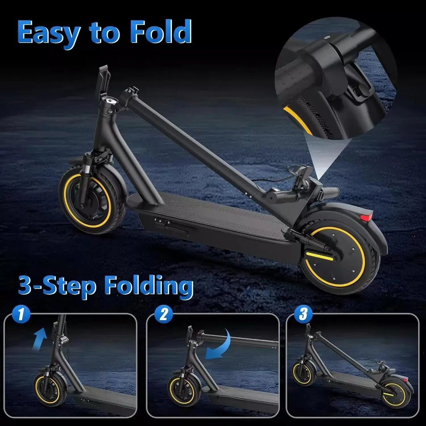 LADPED LPMAX 10" Solid tires Folding Electric Scooter 22MPH 500W 14.5AH 28Miles Super Long Range Dual Shock Absorber EScooter