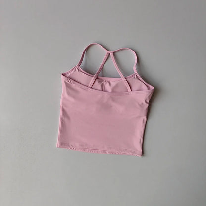 Yoga Gym Set Halter Top Set Yoga High Waist Shorts Set Backless Tights Bra Vest Seamless Stretch Ribbed Buttocks Lift Shorts Set