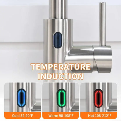 Touchless Kitchen Faucet With LED Light Pull Down Sprayer And Motion Sensor