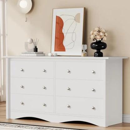 YESHOMY Dresser for Bedroom with 6 Drawers, 47.2" Modern Chest of Drawers, Wooden Dressers, TV Stand for Living Room, Closet, H
