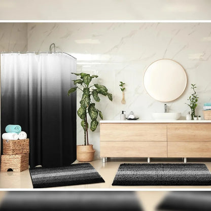 Waterproof Shower Curtain And Rug Set With 12 Hooks For Hotel And Home Bathroom Decor