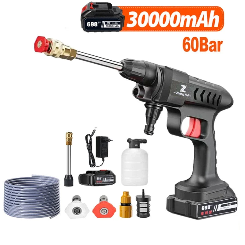 Rechargeable Washing Wireless High Pressure Washer Self Priming Sustain 300W Car Wash Water Gun With Li-ion Battery