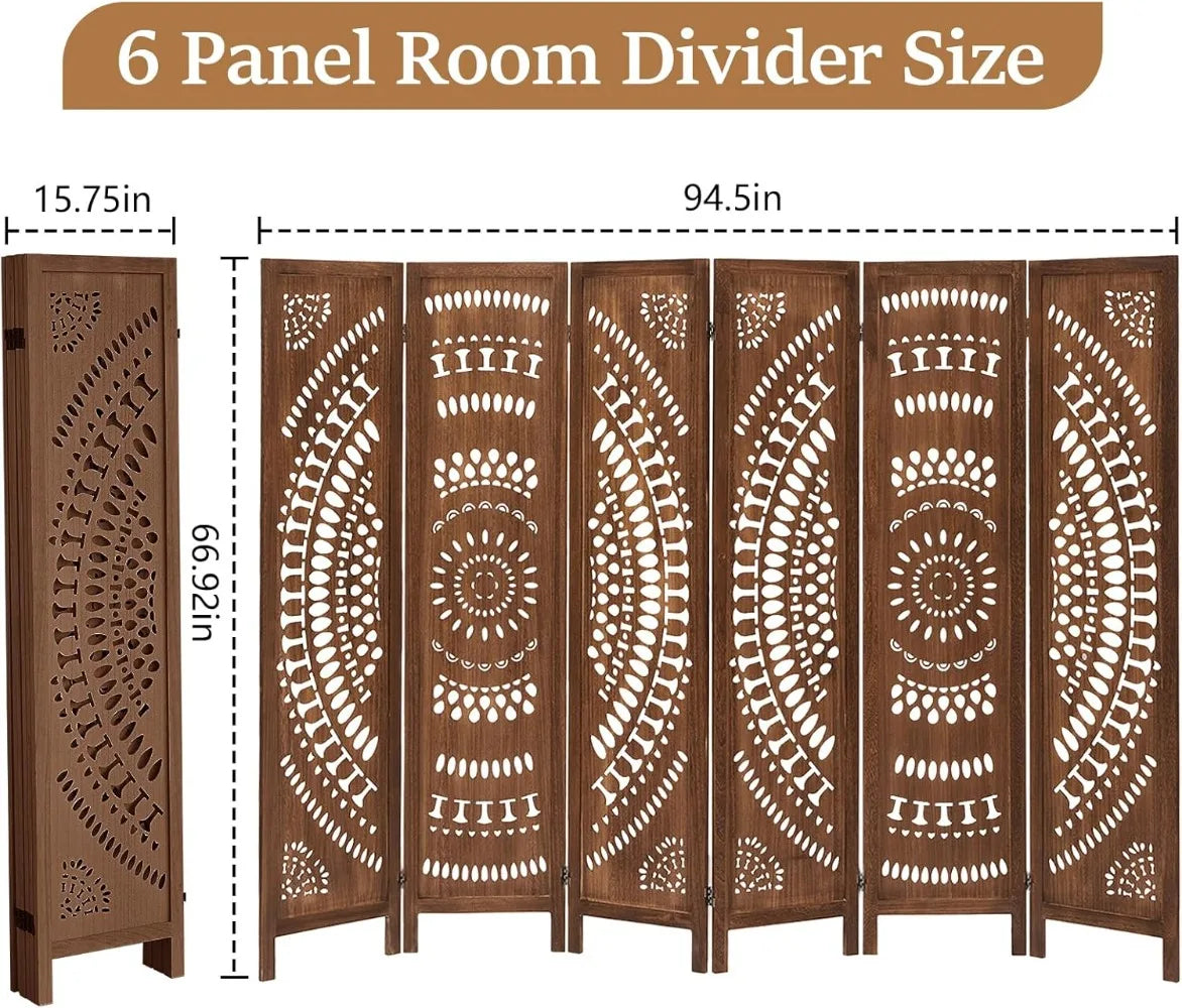Hignconcerned Tung Wood Room Divider Privacy Screen