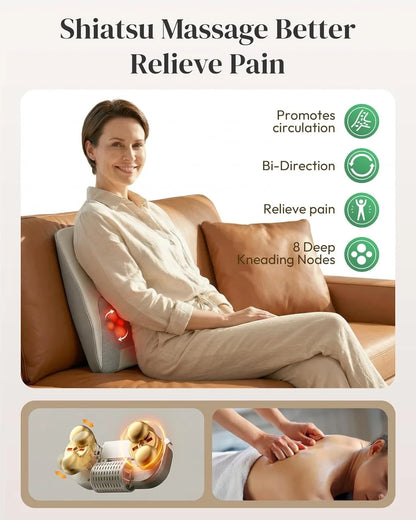 Shiatsu Back and Neck Massager with Heat, Deep Tissue Massage Pillow for Pain Relief, FSA HSA Eligible Gift for Mom Dad