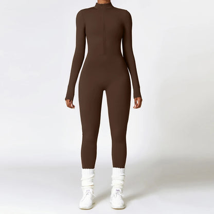 Winter Plush Yoga Jumpsuits Warm Women's Tracksuits Ski Fitness Overalls Long Sleeves Cycling Bodysuit One-Piece GYM Sports Suit