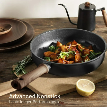 Titanium Nonstick Frying Pan Skillet, 10" Nonstick Fry Pan Without Glass Lid, Induction Compatible, Black