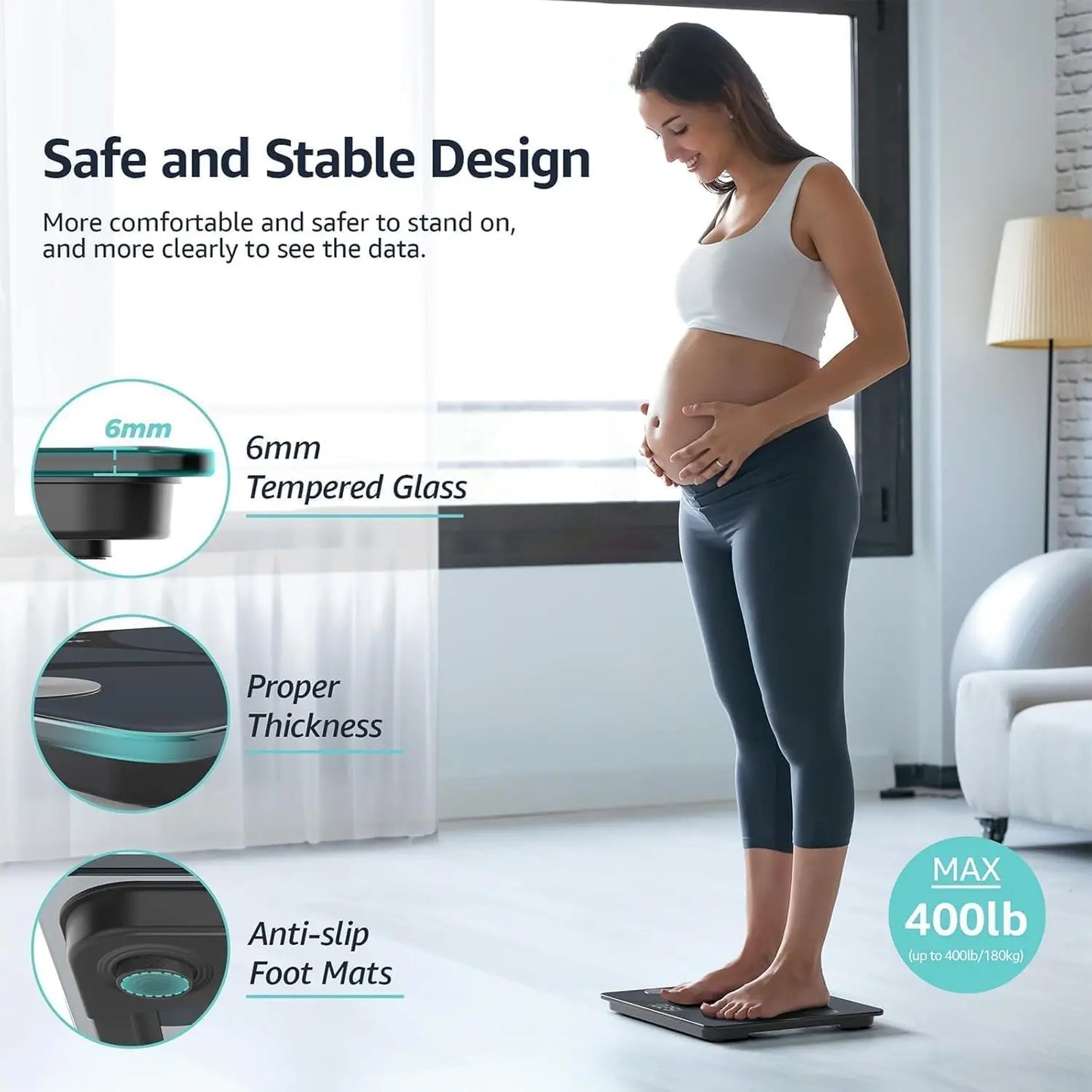 Digital Body Composition Scale With App Sync 400lb Capacity