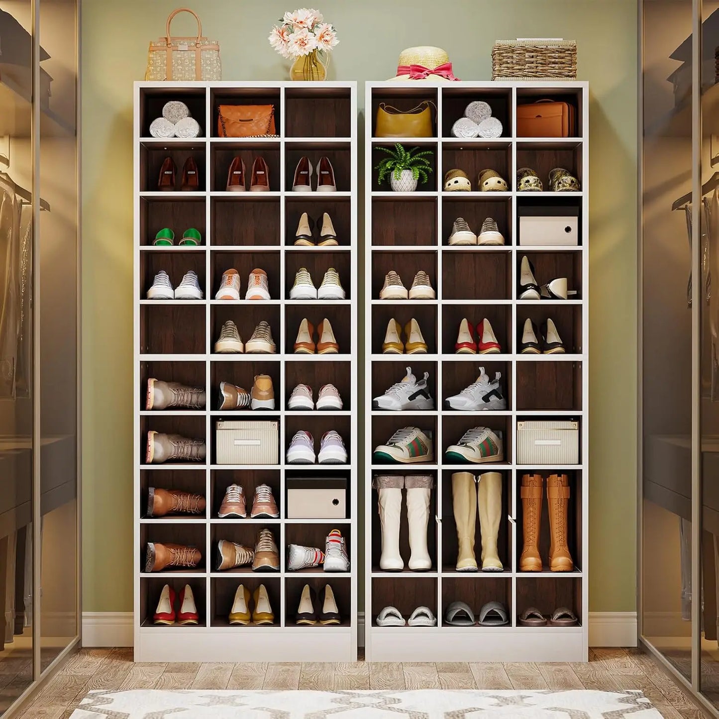 Little Tree 10 Tier Shoe Storage Cabinet Wooden Rack