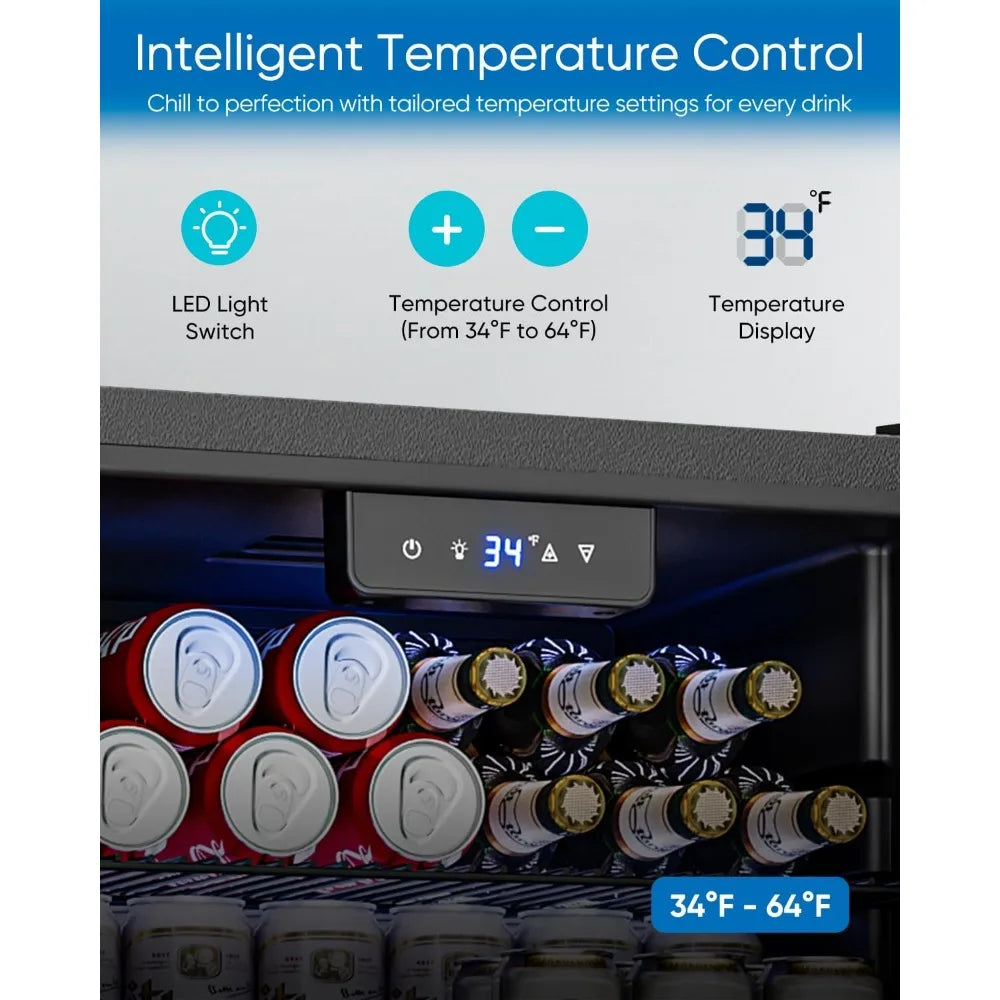 XMSJ Beverage Refrigerator Cooler Glass Door for Drinks Office Bedroom