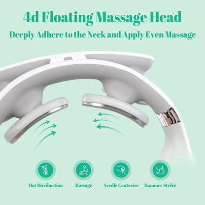 Four heads Adjustable USB Charging Neck Massager Heating Function Breathing Light For Neck Pain Relief And Relaxation