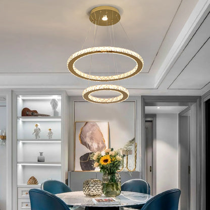 Vinilky Crystal Pendant Light With Remote Control For Living Spaces