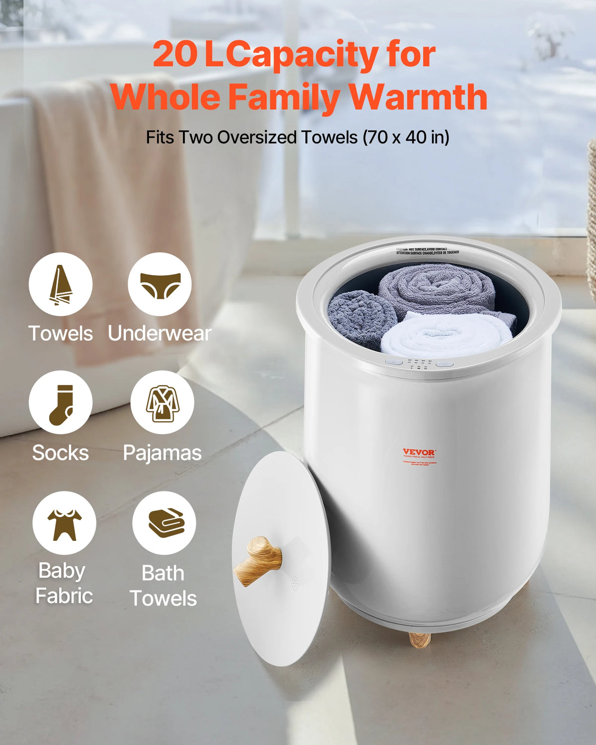 SucceBuy Heated Towel Warmer Bucket With LED And Auto Shutoff