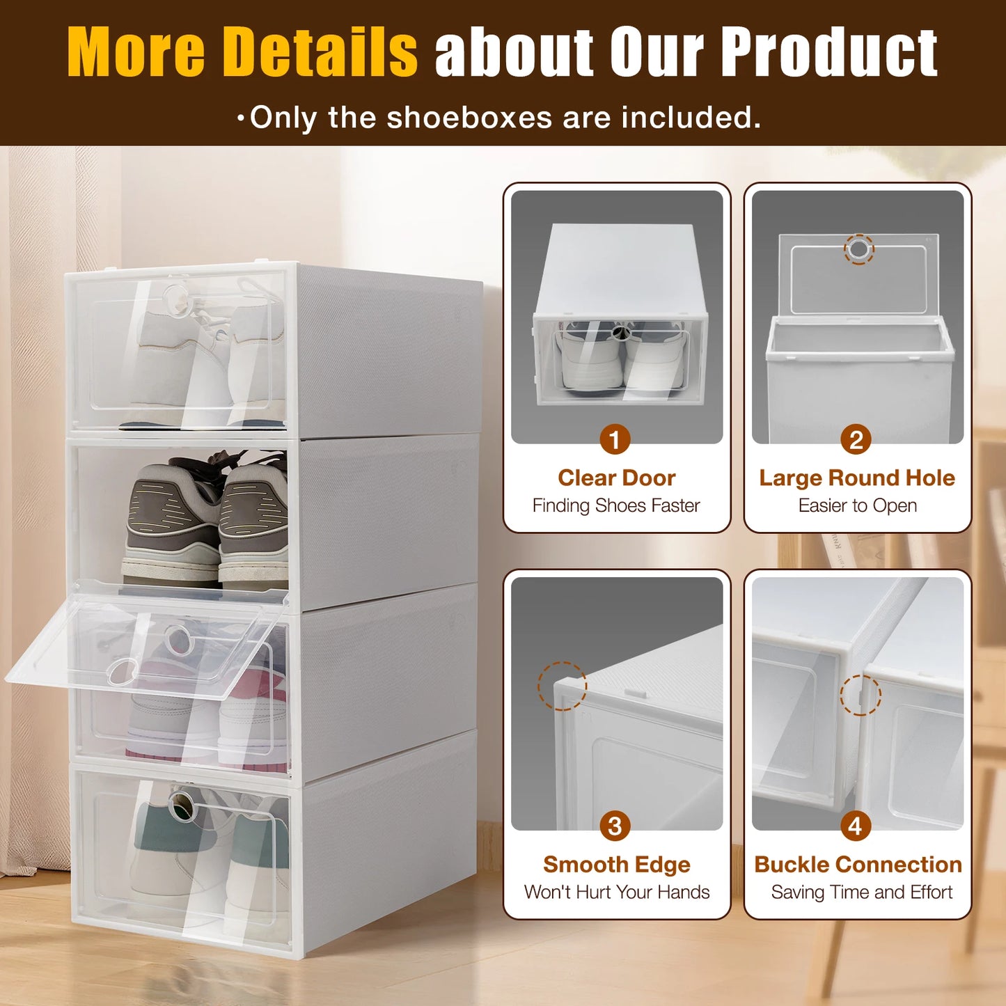 Transparent Shoe Box 24 Pack Foldable Organizer Storage