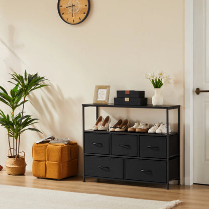 JHK ShoeStorage Cabinet Dresser With Multilevel TexturedFabric Drawers TVStandRack