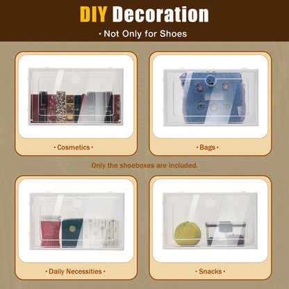 Transparent Shoe Box 24 Pack Foldable Organizer Storage