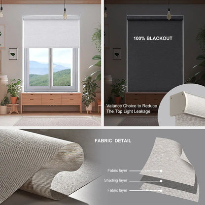 Polyester Wireless Zigbee Smart Window Shade Motorized Roller Blind Kitchen