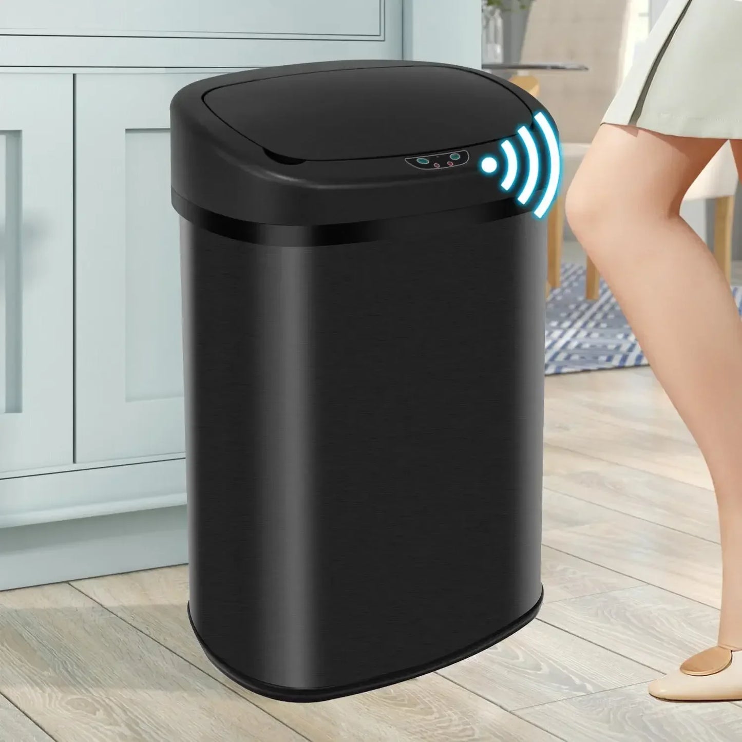 13-Gallon Kitchen Trash Can 50L Stainless Steel Garbage Can Automatic Touch Free Garbage Bin Motion Sensor Trash Can