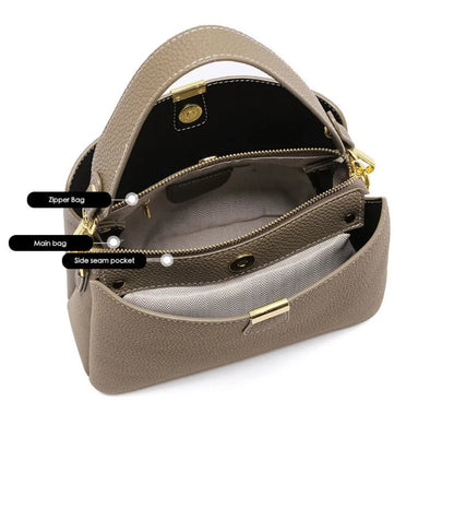 Genuine Cowhide Leather Handbags for Woman Women's Crossbody Bag Luxury Niche Design Three-Layer Large Capacity Small Tote Bags