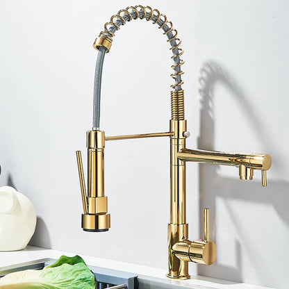 SHBSHAIMY Spring Kitchen Faucet Pull Down Dual Swivel Spout Hot Cold