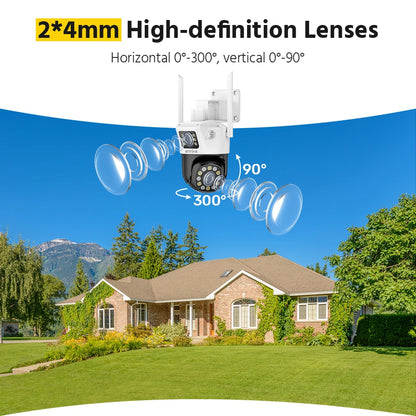 ANNKE 6MP Dual-Lens Outdoor Wireless WiFi Security PT Camera Red Blue Flashing Lights Siren Smart Dual Light Two-Way Audio
