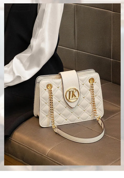 Women's Diamond Grid Chain Crossbody Shoulder Bag With Zipper