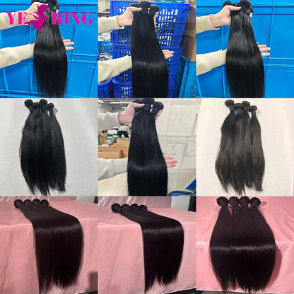 12A Straight Human Hair Bundles With 2x6/5x5 Lace Closure Unprocessed Brazilian Virgin Bundles 100% Raw Hair 3 Days Delivery