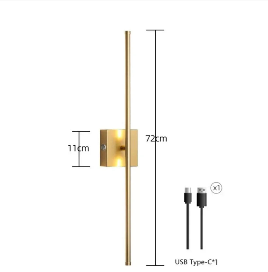 Rechargeable LED Wall Lamp 50CM Removable Wall Sconces For Bedroom Bedside Living Room Décor Fixtures Magnetism Chassis