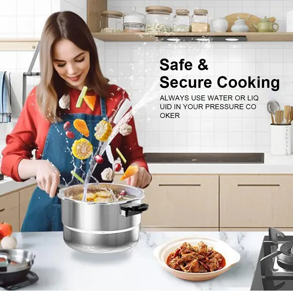 Pressure Cooker with Steaming Plate Small Pressure Cooker Household Stovetop Pressure Canner for Gas Stove Induction Cooker