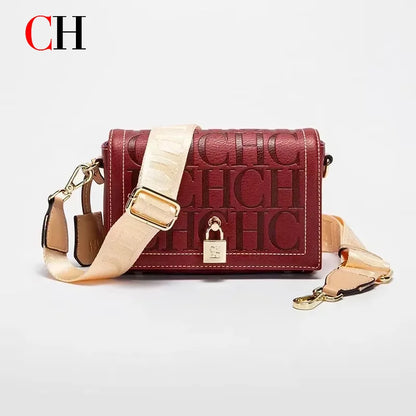 CH Women's Leather Crossbody Bag With Monogram Flap And Lock
