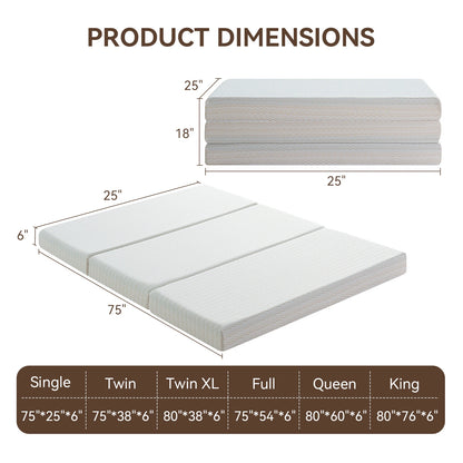 Hcore Portable Tri Fold Memory Foam Mattress With Storage Bag For Floor And Guest Beds
