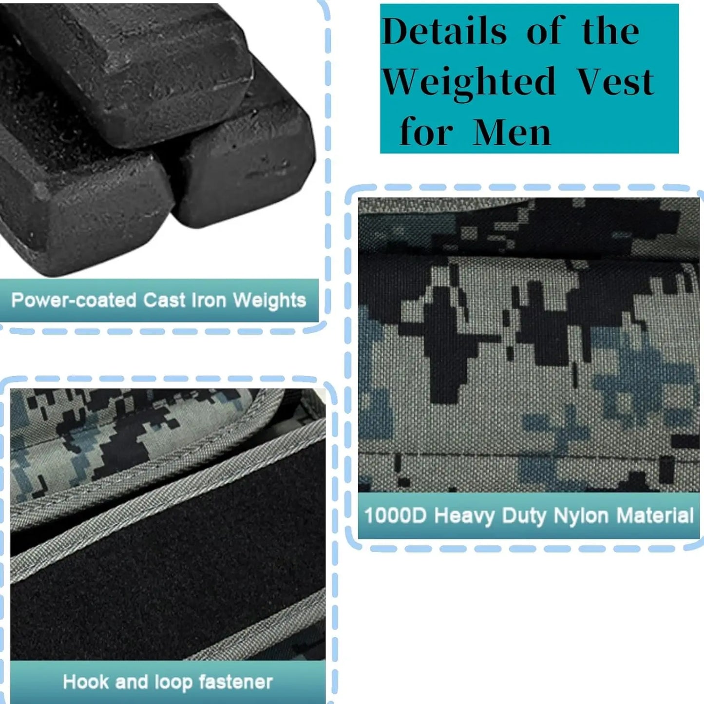 Adjustable Weighted Vests for Men 44LB Adjustable Weight Vest with 19 Cast Iron Weights for Strength Training Running