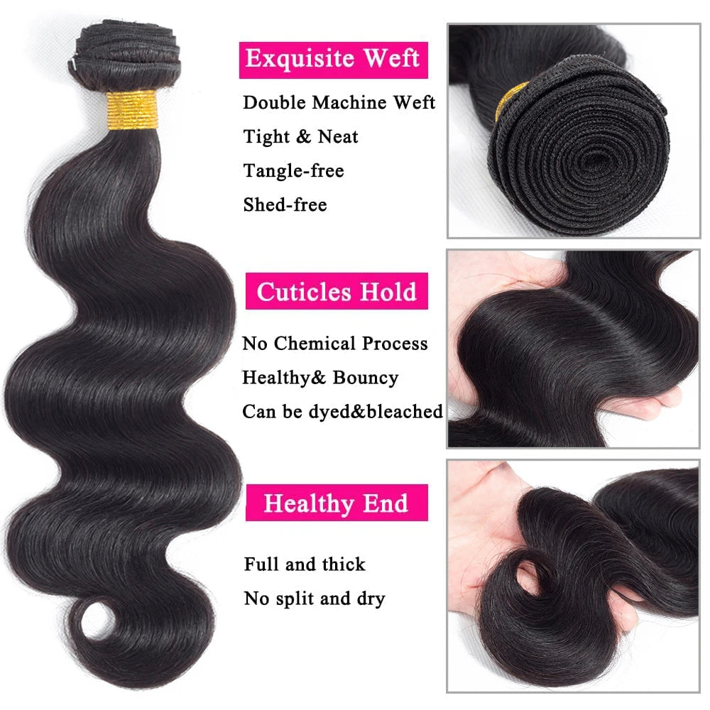 Body Wave Bundles Human Hair With Closure Brazilian Weaving 3 4 Bundles With 4x4 5x5 Lace Closure Virgin Hair Raw Hair Extension