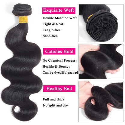 Body Wave Bundles Human Hair With Closure Brazilian Weaving 3 4 Bundles With 4x4 5x5 Lace Closure Virgin Hair Raw Hair Extension