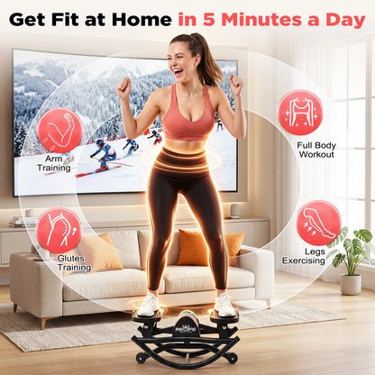 3D Lateral Rocking Stepper With Resistance Bands For Body Workout