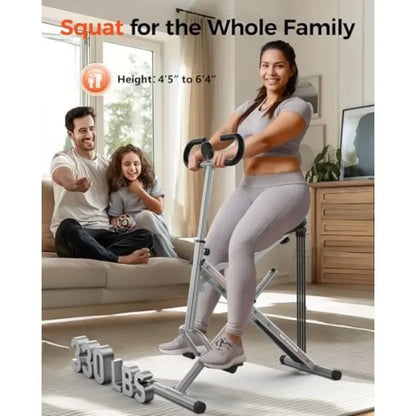 Squat Machine for home use, steel frame, black, foldable design with four adjustable resistance levels for glutes and thighs wo