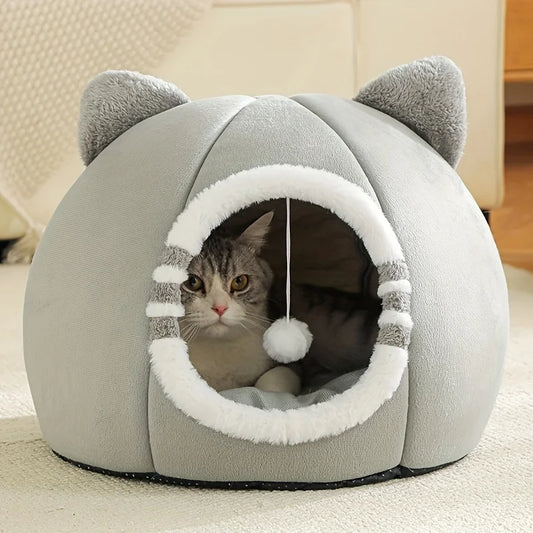 Luxurious Premium Cat Cave Bed With Plush Mat For Cats