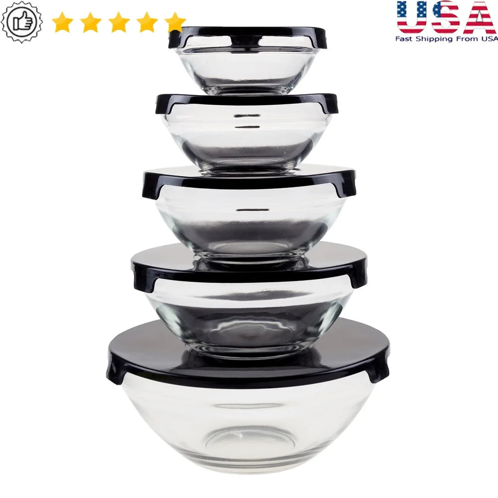 Glass Storage Containers With Snap Lids Mixing Bowls
