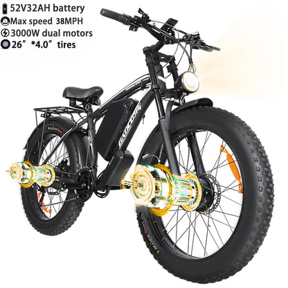 BAOLUJIE Moto Electric Bicycle Peak 1500/3000/5000W  48V/52V/60V Battery 35-45MPH Electric Bike E-Bike Adult Electric Motorcycle