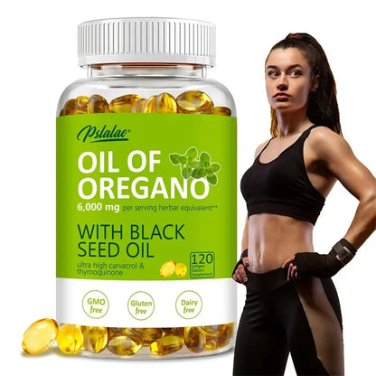 Pslalae Oregano Oil Softgels With Black Seed Oil For Digestion